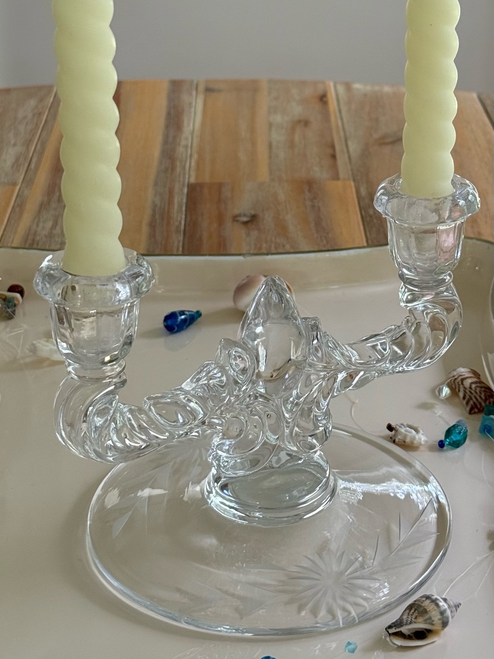Vintage New Martinsville Glass Double-light Candlestick Holder